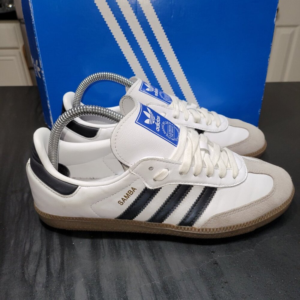 Adidas Samba Men’s Size 7 Originals OG Shoes White & Black Brown Gum B75806 - Picture 6 of 16